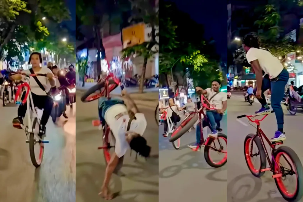 Nhóm người nước ngoài chạy xe đạp một bánh lạng lách bốc đầu.jpg