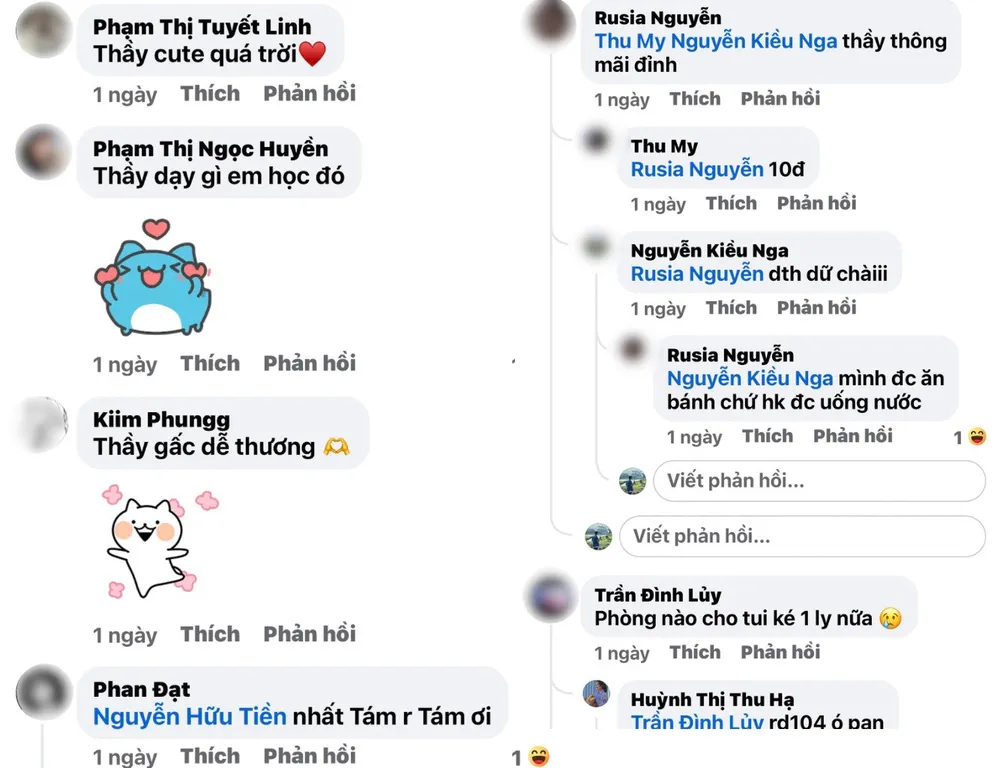 Khoảnh khắc “đốn tim” của thầy Thông nhận được nhiều bình luận từ các bạn sinh viên. Ảnh: Chụp màn hình z5341288577800_8c2bb4ba32190c3b1b62af74612d9af5.jpg