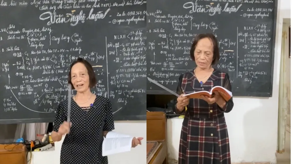 Các bài giảng của cô hoàn toàn miễn phí, 14 tháng qua cô không nhận bất kỳ quảng cáo hay tiền công gì. Ảnh: Chụp màn hình cô giáo về hưu dạy văn.jpg