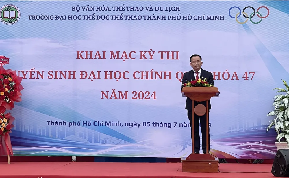 TS Võ Quốc Thắng, Hiệu trưởng Trường Đại học Thể dục thể thao TP.HCM. Ảnh: TRẦN MINH Trường Đại học Thể dục thể thao TP.HCM plo