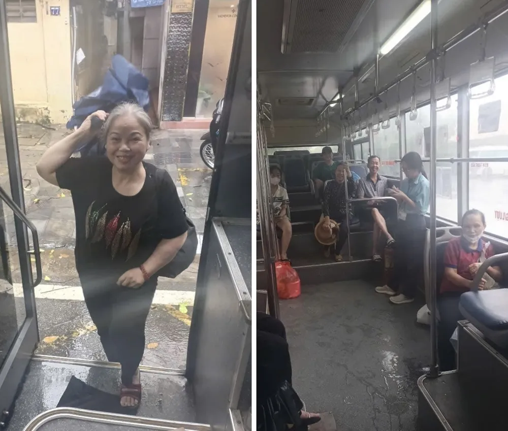 "Mưa bão mà thật ấm lòng. Vẫn là xe buýt Hà Nội mang lại rất nhiều ấn tượng tốt trong lòng khách hàng. Cám ơn anh lái xe và cô bán vé dễ thương xe 29B 19670 tuyến 30 đã không để một hành khách lỡ chuyến. Tại điểm dừng trên phố Lò Đúc, mưa gió nên cô đi rất chậm, nhưng tôi thấy anh lái xe kiên nhẫn chờ đợi và khi bước lên xe cô ấy nhoẻn cười rất tươi. Hành động thật đẹp trong những ngày mưa bão". Nguồn: Xe Buýt Hà Nội - Transerco IMG_0670.jpeg