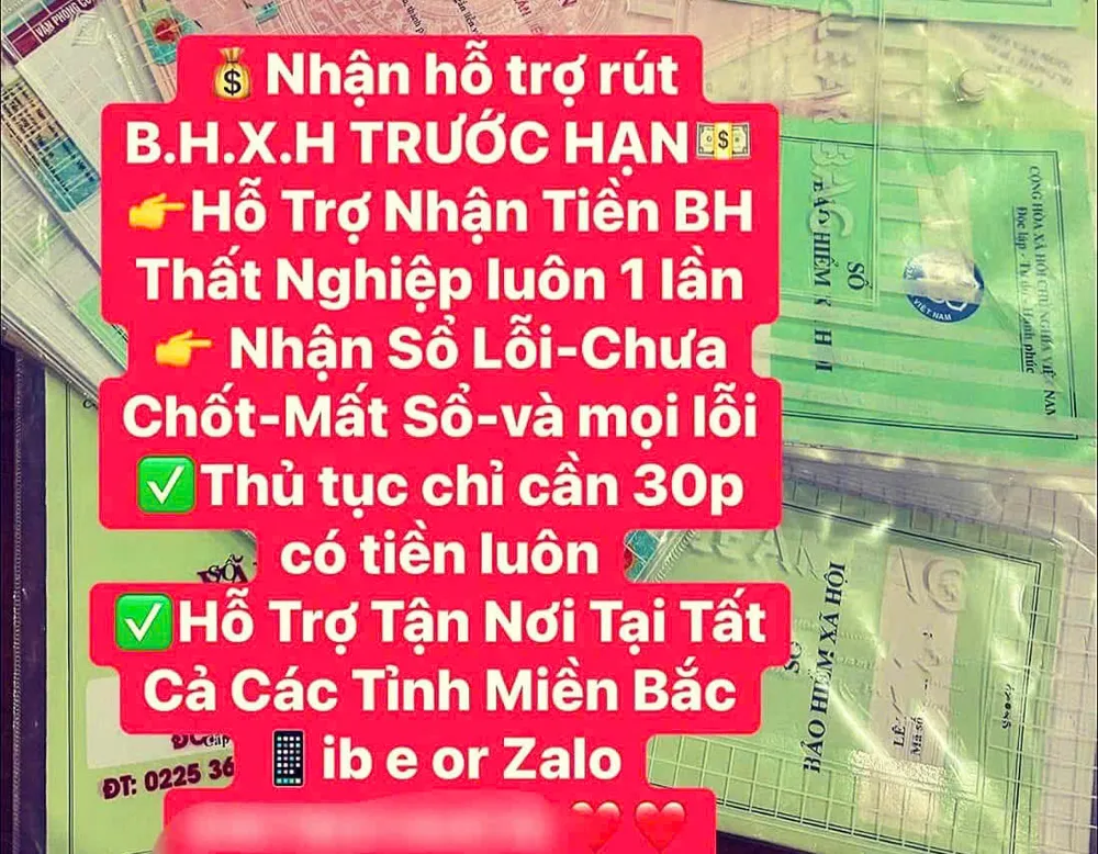 Nhiều dịch vụ về bảo hiểm xã hội. Ảnh: Facebook lừa đảo Bảo hiểm xã hội