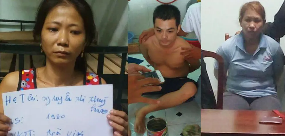 Các nghi can trong đường dây mua bán chất ma túy. Ảnh: Vũ Hội.