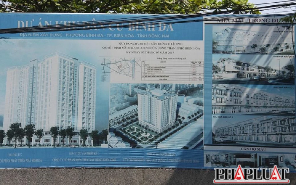 Thông tin dự án đầu tư xây dựng KDC Bình Đa. Ảnh: VŨ HỘI.