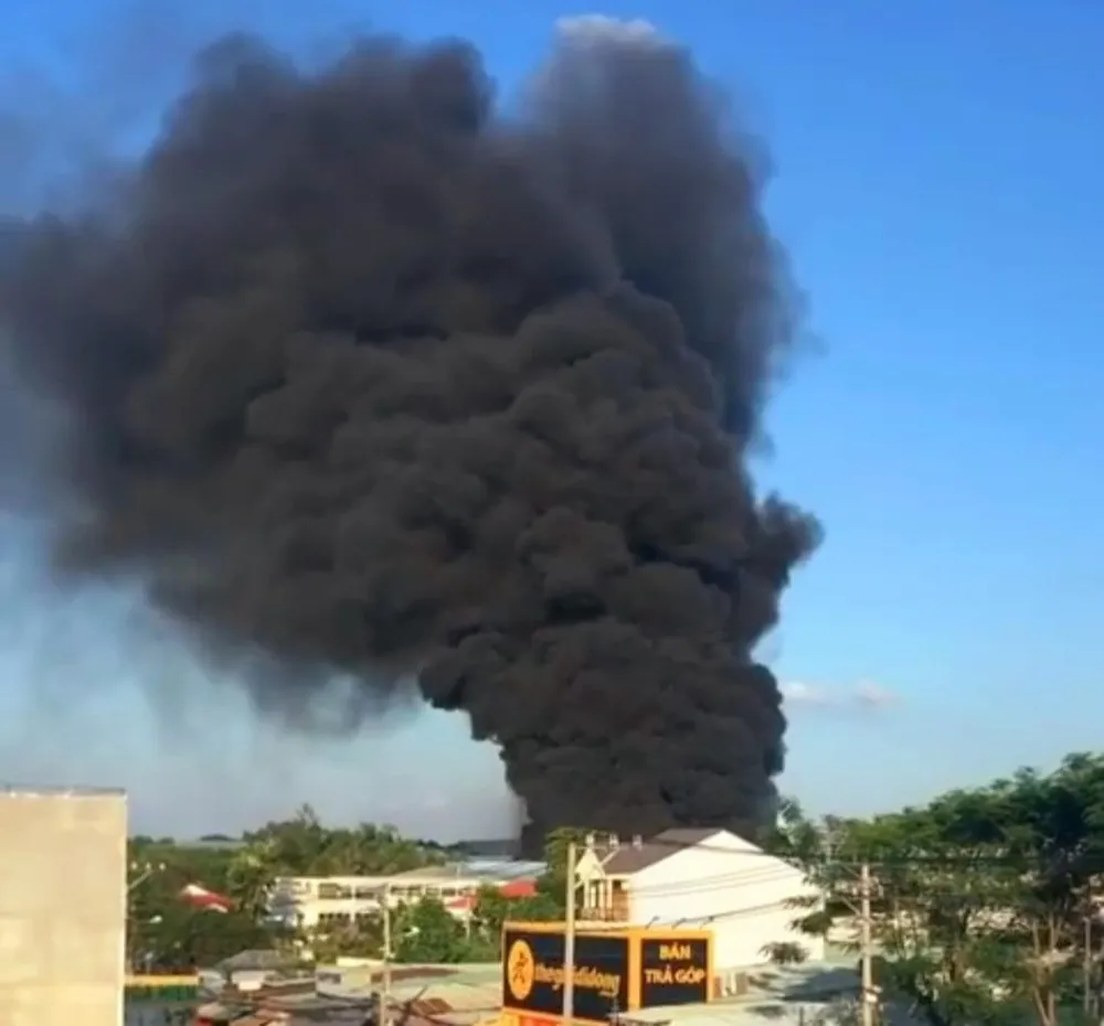 Cột khói hàng chục mét bốc lên từ một công ty ở Đồng Nai ảnh 1