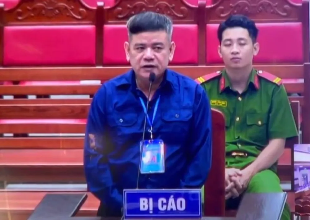 Bị cáo Ngô Văn Thụy tại tòa. Ảnh: VH.