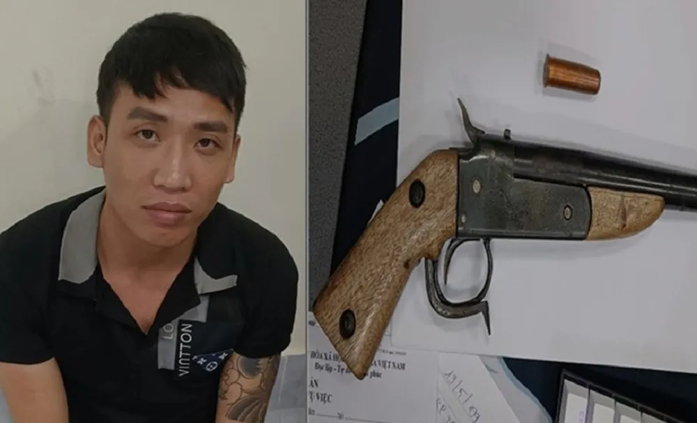 Xứng và súng hoa cải bị tổ 161 phát hiện. Ảnh: CA Xứng và súng hoa cải bị tổ 161 phát hiện. Ảnh: CA