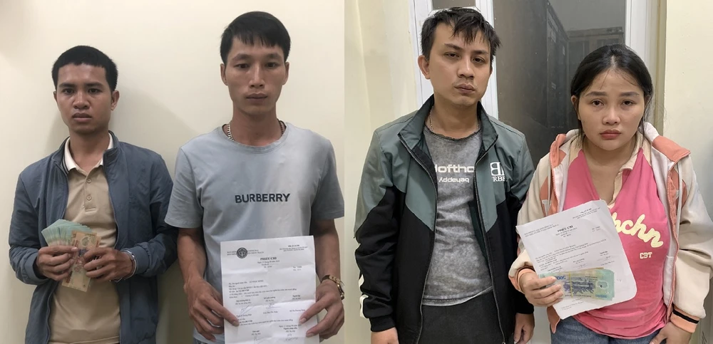 Các nghi can bị công an phát hiện bắt giữ. Ảnh: CAĐN.
