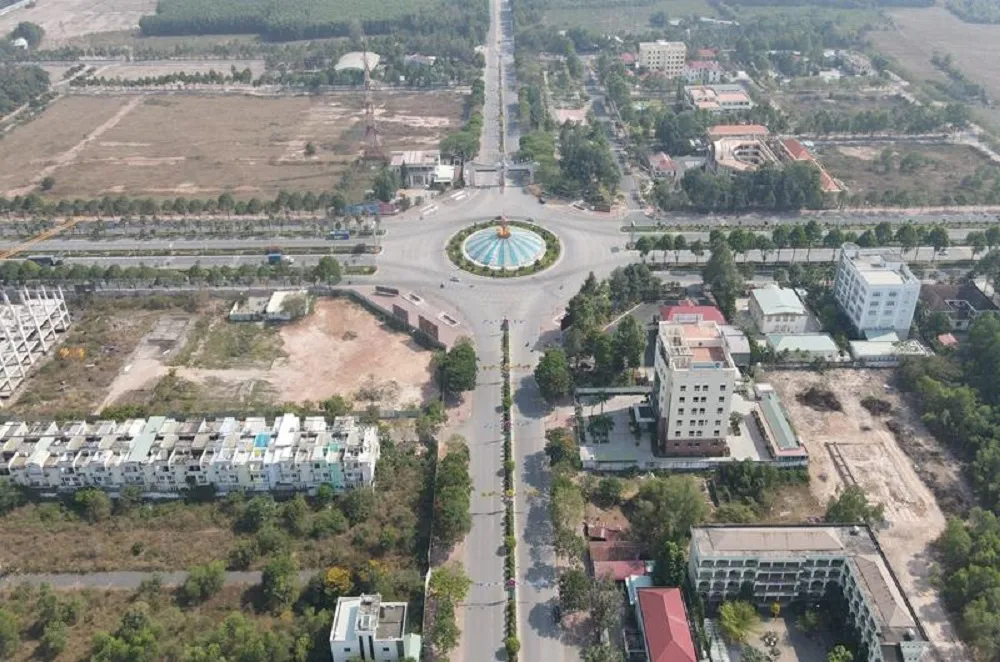 Một góc trung tâm huyện Nhơn Trạch. Ảnh: CTV Công ty Donacoop muốn xây khu đô thị 'khủng' dọc sông Đồng Nai