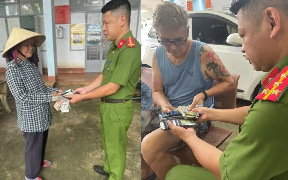 Bà cụ bán vé số trả lại ví tiền cho người nước ngoài đánh rơi