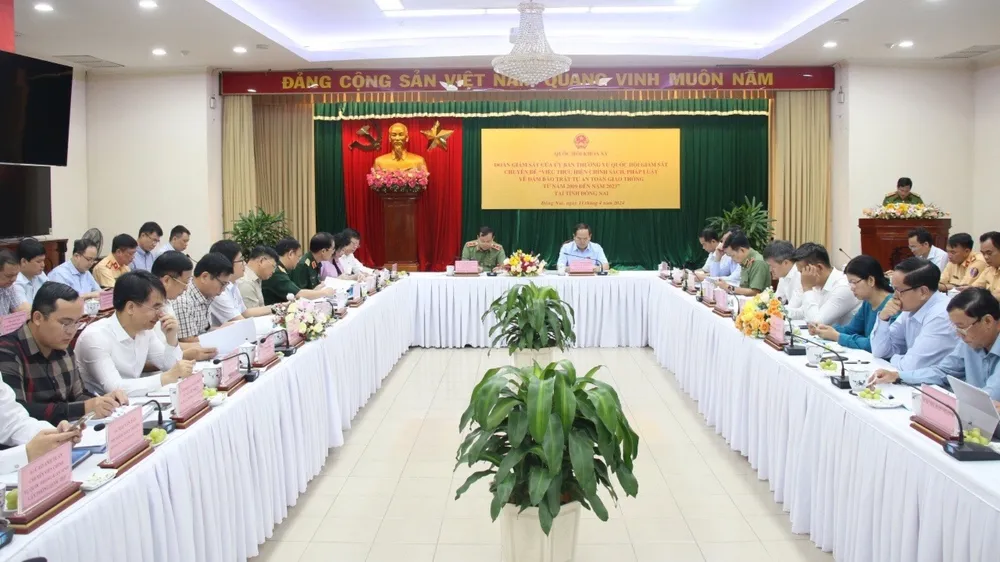 Đoàn giám sát của Ủy ban Thường vụ Quốc hội làm việc với UBND tỉnh Đồng Nai. Ảnh: VH quốc hội.jpg