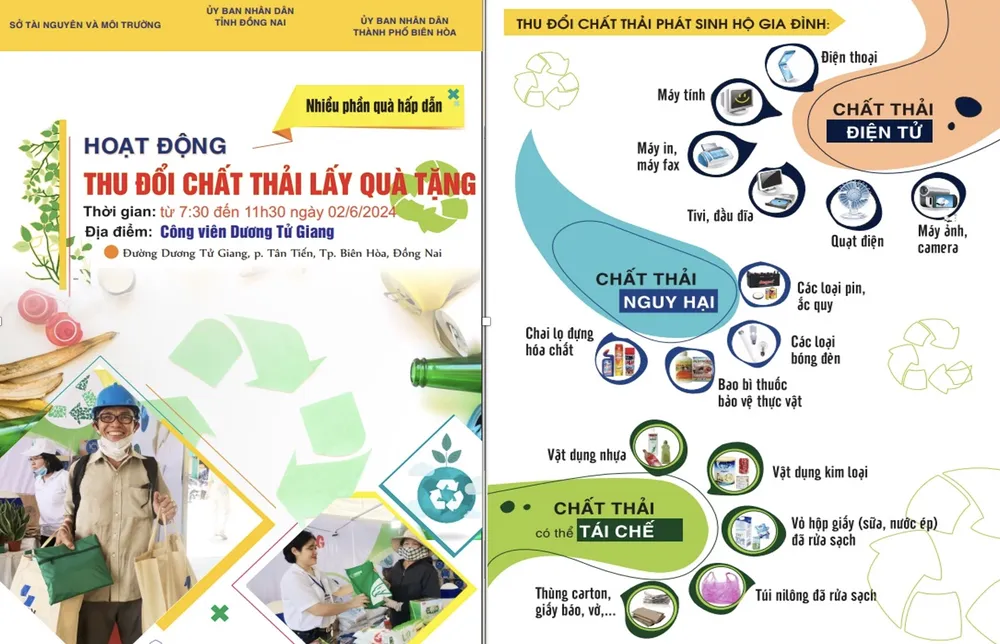 Hoạt động thu đổi chất thải lấy quà sẽ diễn ra vào sáng ngày 2-6. chất thải..jpg