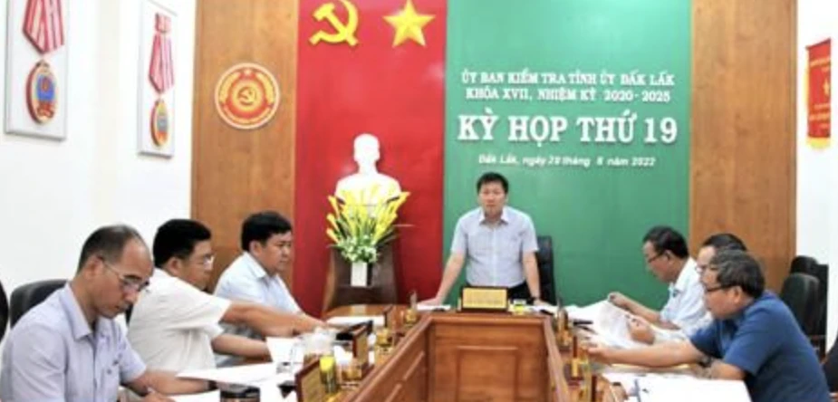 Ủy ban Kiểm tra Tỉnh ủy Đắk Lắk họp xử lý kỷ luật nhiều cán bộ. Ảnh: CTV