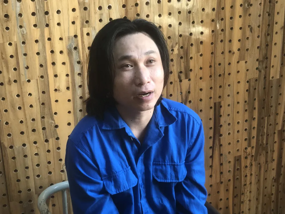 Hoàng Công Trường tại cơ quan công an. Ảnh: MQ