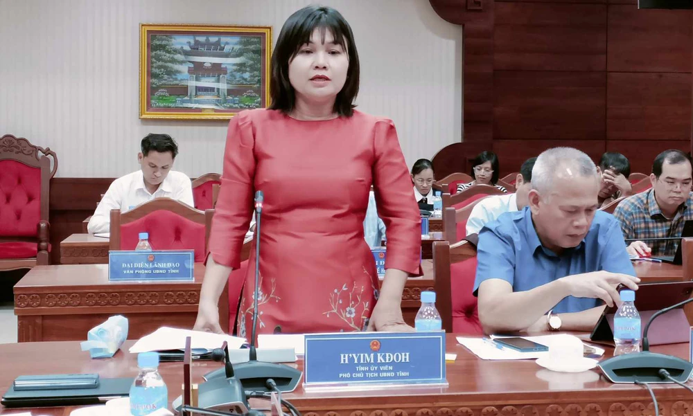 Bà Hyim Kđoh, Phó chủ tịch UBND tỉnh Đắk Lắk tại phiên giải trình. Ảnh: VL Bà Hyim Kđoh, Phó chủ tịch UBND tỉnh Đắk Lắk tại phiên giải trình. Ảnh: VL