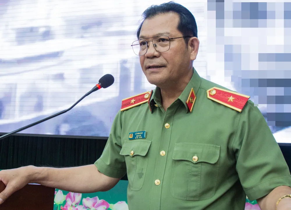 Giám đốc công an Đắk Lắk, Thiếu tướng Lê Vinh Quy phát biểu tại buổi gặp mặt báo chí. Ảnh: QD Giám đốc công an Đắk Lắk: Báo chí đã cung cấp nhiều thông tin giúp Công an xử lý tội phạm