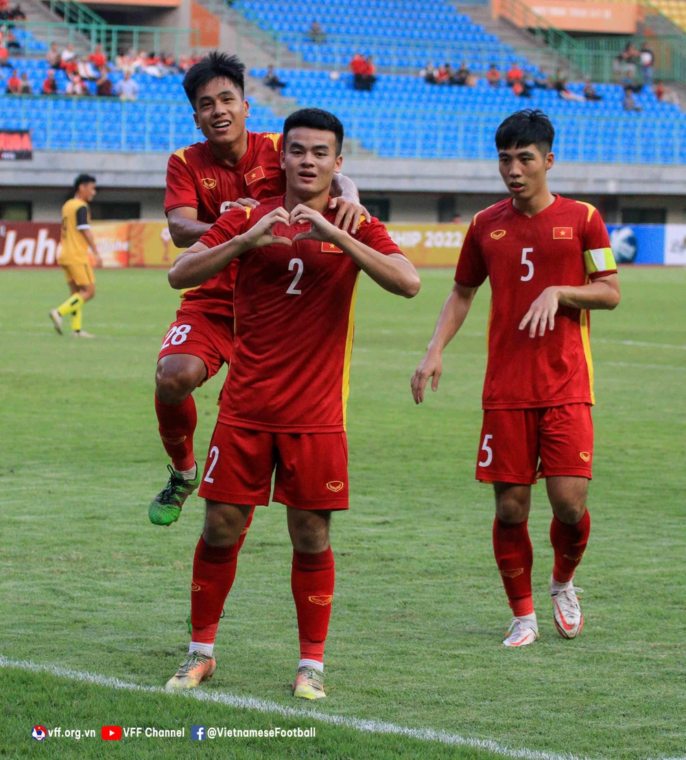 Đánh bại "kèo thơm" Brunei 4-0, VN lên ngôi nhất bảng A. Ảnh: VFF