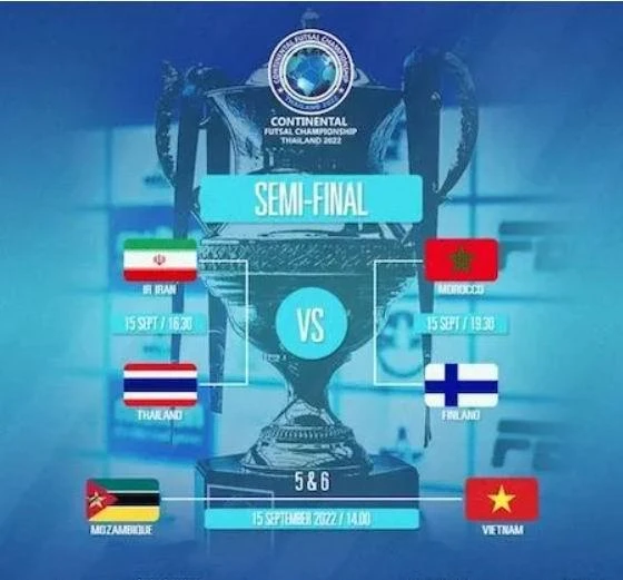 Lịch đấu trận tranh hạng năm và hai trận bán kết chiều và tối 15-9.