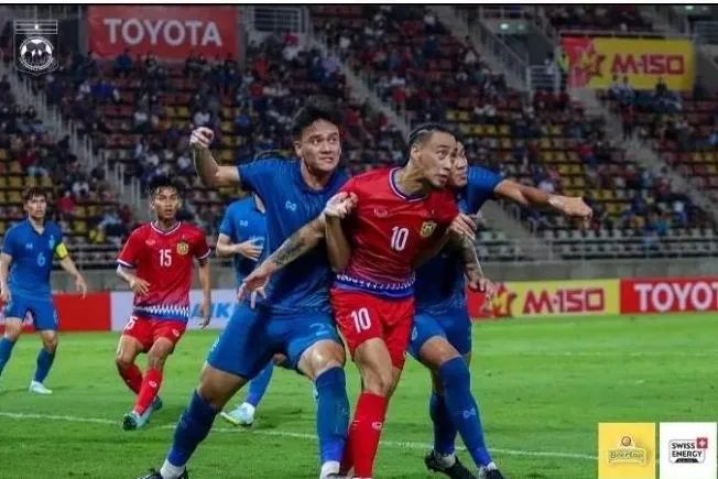 Còn Lào thắng U-23 Thái Lan 1-0. Ảnh: AFF