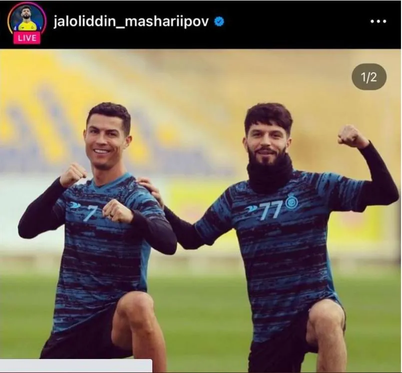 Masharipov đăng hình ảnh để phân trần anh không giành số 7 với Ronaldo trên trang xã hội của mình. Ảnh: K.T