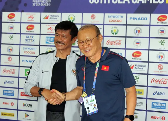 HLV Indra Sjafri từng hai lần dẫn quân thua HLV Park Hang-seo tại SEA Games 30 năm 2019 ở Manila. Ảnh: CTP HLV Indra Sjafri từng hai lần dẫn quân thua HLV Park Hang-seo tại SEA Games 30 năm 2019 ở Manila. Ảnh: CTP