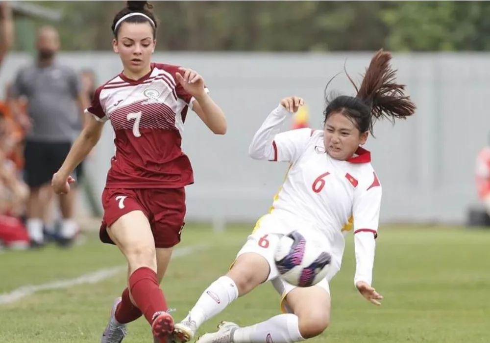 U-17 Việt Nam thắng dễ U-17 Palestine 5-0 chiều 22-4. Ảnh: AFC
