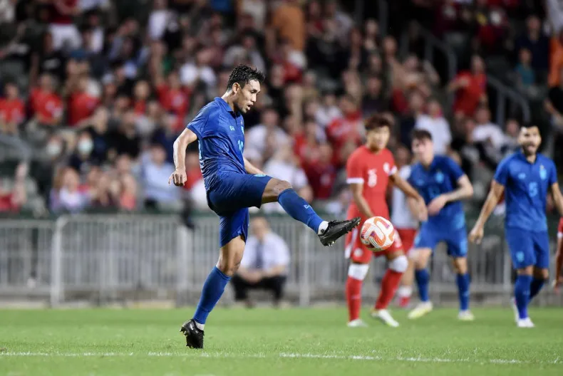 Dangda ghi bàn duy nhất trận giúp Thái Lan thắng Hong Kong 1-0. Ảnh: B.P