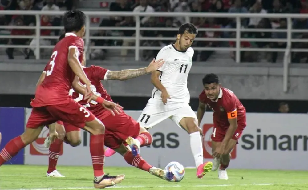 Indonesia (đỏ) có trận thắng Turkmenistan 2-0 cứu vớt danh dự và giảm áp lực cho HLV Shin Tae-yong. Ảnh: CTP