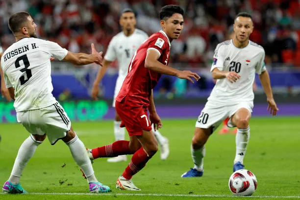 Marcelino Ferdinan (7), tác giả bàn san bằng 1-1 cho Indonesia. Ảnh: Getty Ino-Iraq-6.jpg