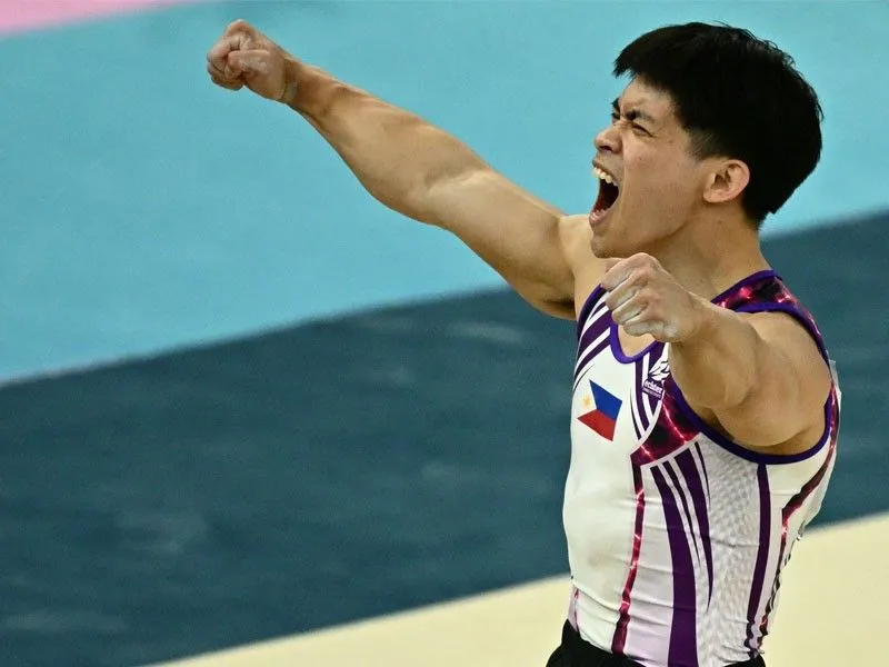 Cả đất nước Philippines đang lên cơn sốt vì Carlos Yulo. Ảnh: Inq VĐV Carlos Yulo.jpg