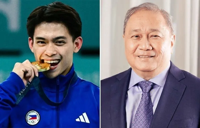 Tỉ phú Manny Pangliginan của Philippines cũng khuyên Carlos Yulo phải quản lý tốt vật chất và tiền bạc của mình. Ảnh: Inq. Ban-gai-cu-Carlos Yulo.jpg