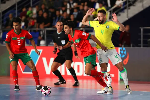 Morocco thể hiện rất tốt trước Brazil. Ảnh:Getty Futsal World Cup 2024-Brazil-Morocco-2.jpg