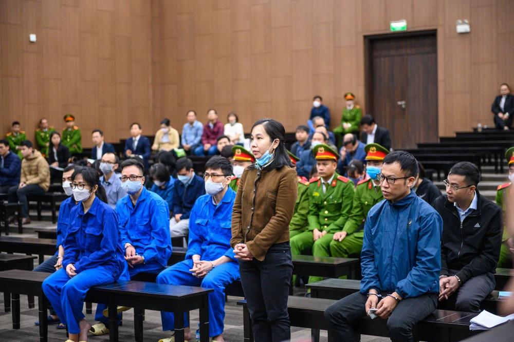 Các bị cáo tại phiên tòa. Ảnh: CTV