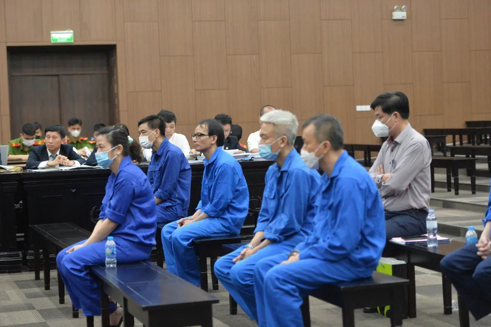 Các bị cáo tại phiên tòa. Ảnh: CTV Các bị cáo tại phiên tòa. Ảnh: CTV
