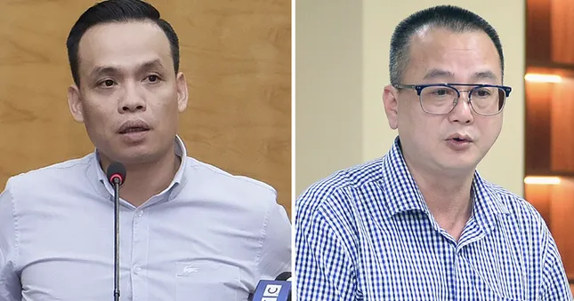 Cựu Vụ phó Hoàng Anh Tuấn (trái) và cựu Cục phó Đặng Công Khôi. Xuyên Việt Oil Đặng Công Khôi.jpg