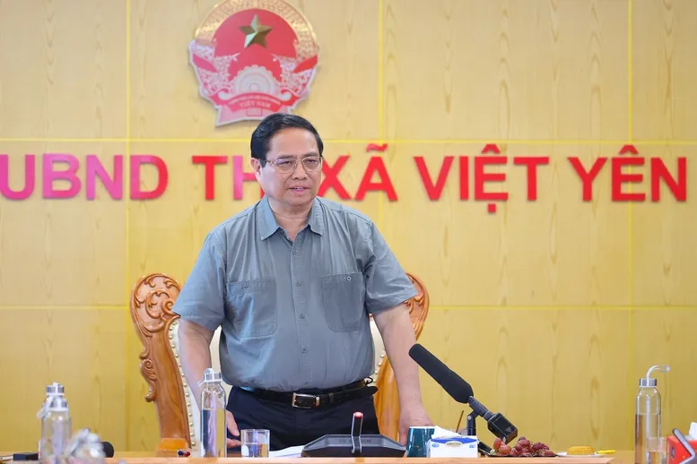 Thủ tướng Phạm Minh Chính nhấn mạnh không để ai bị đói, bị rét, bị thiếu chỗ ở. Ảnh: Chinhphu.vn Thủ tướng Phạm Minh Chính Bắc Giang.jpg