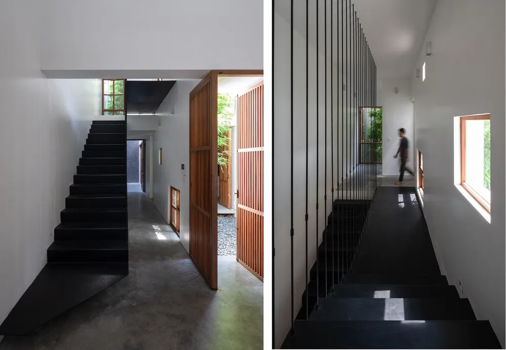 Lối cầu thang dẫn lên tầng trên nhà.