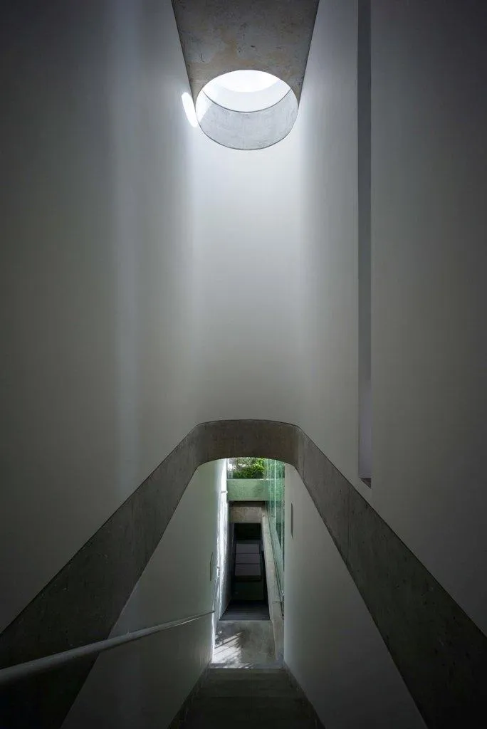 Nhiều khoảng giếng trời bằng kính để lấy sáng và thông thoáng.