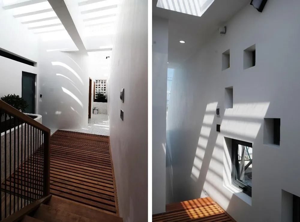 Ngôi nhà kinh doanh hộ gia đình ở tầng trệt, tầng ba với chức năng văn phòng tại nhà.