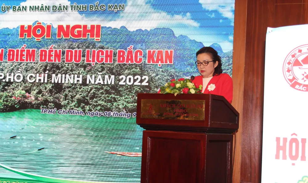 Bà Bùi Thị Ngọc Hiếu, Phó giám đốc Sở Du lịch TP.HCM phát biểu.