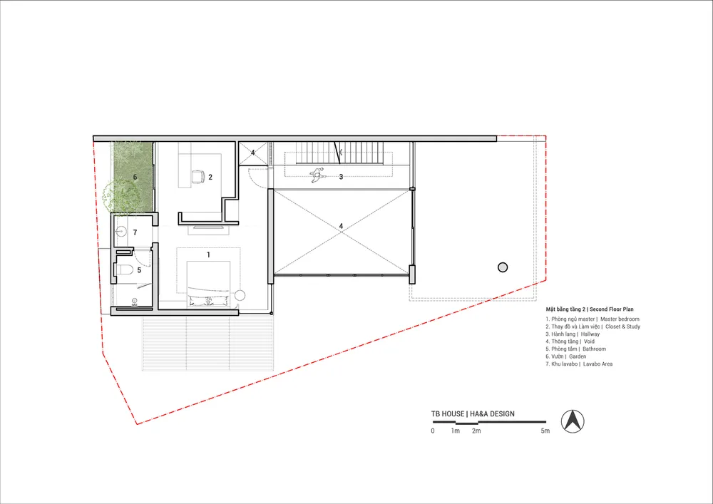 Mặt bằng tầng hai.