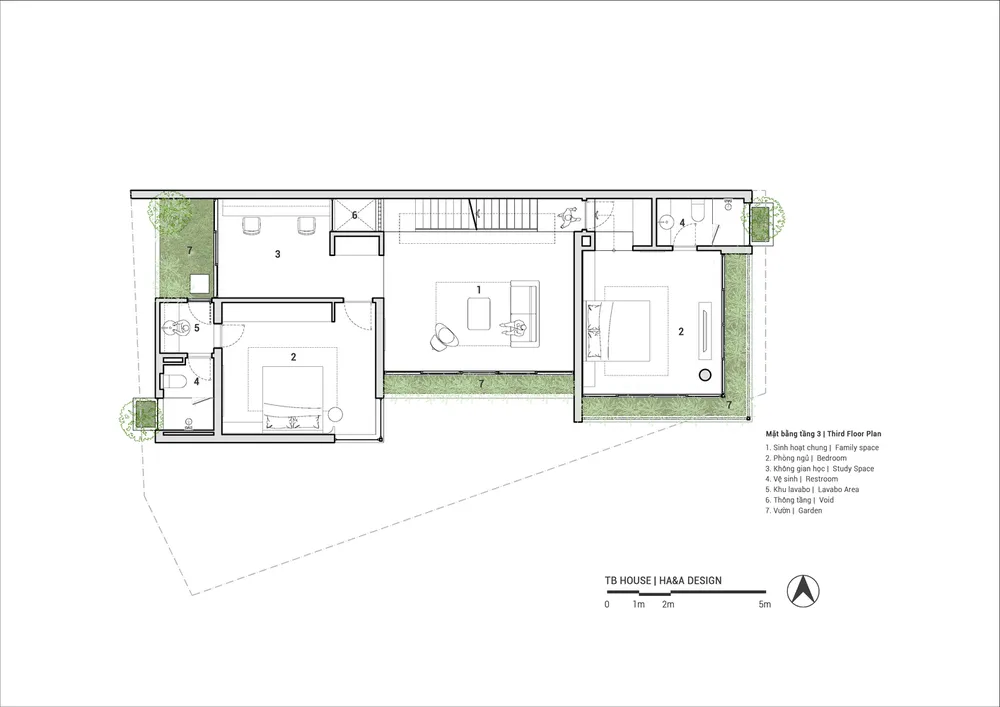 Mặt bằng tầng ba.