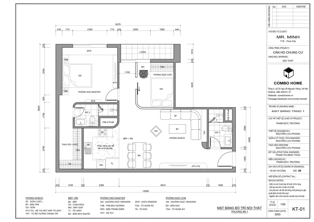 Mặt bằng bố trí nội thất.