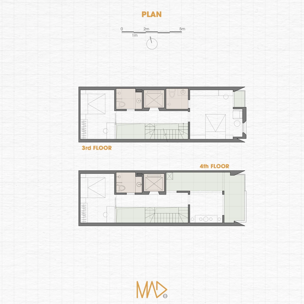 Mặt bằng tầng ba và tầng bốn.