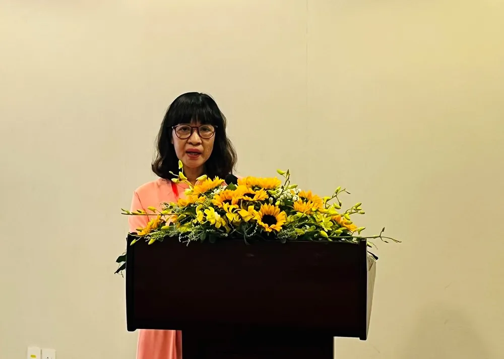 Bà Quảng Xuân Lụa, Giám đốc Trung tâm xúc tiến đầu tư, thương mại và du lịch Kiên Giang phát biểu.