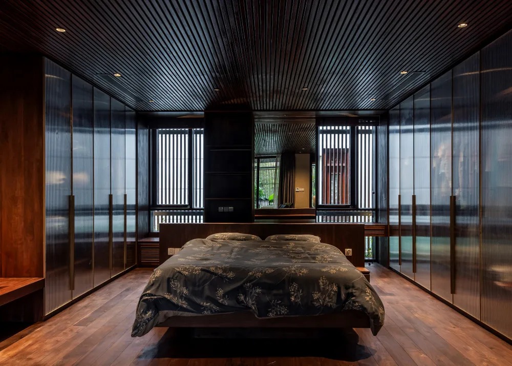 Kiến trúc sư sử dụng tông màu gỗ cho không gian nghỉ ngơi.