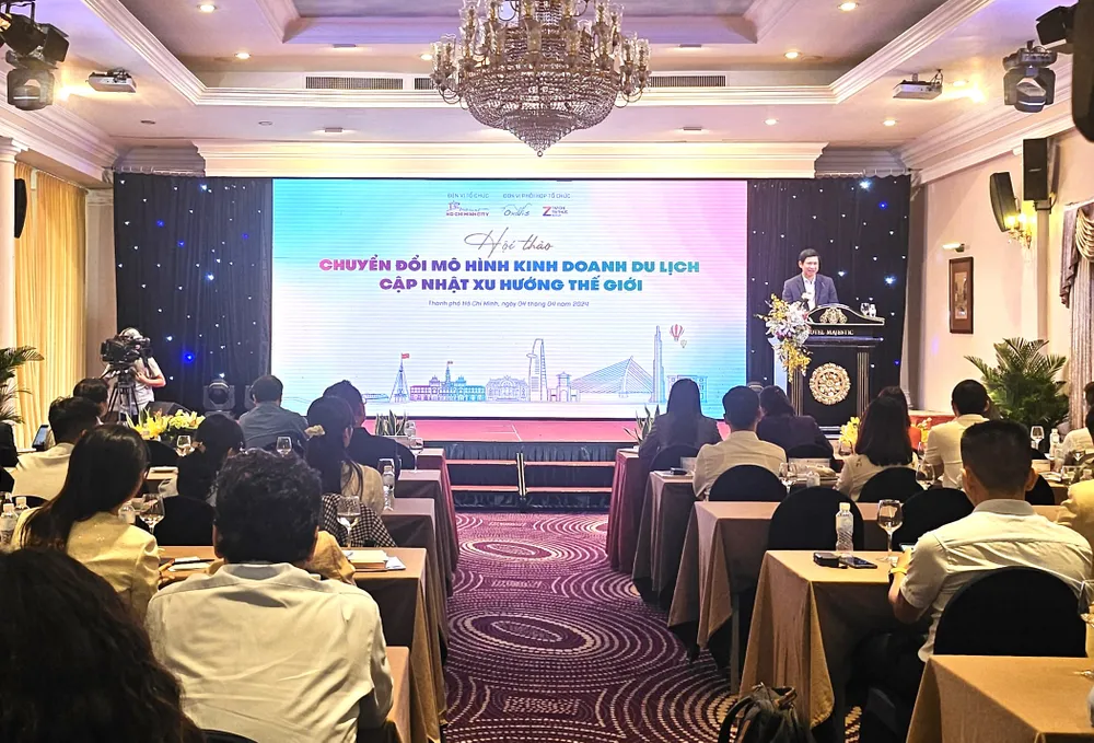 Hội thảo chuyển đổi mô hình kinh doanh du lịch để theo kịp xu hướng trên thế giới vào sáng 4-4. Ảnh: TT. Hội thảo chuyển đổi mô hình kinh doanh du lịch để theo kịp xu hướng trên thế giới vào sáng 4-4. Ảnh: TT.