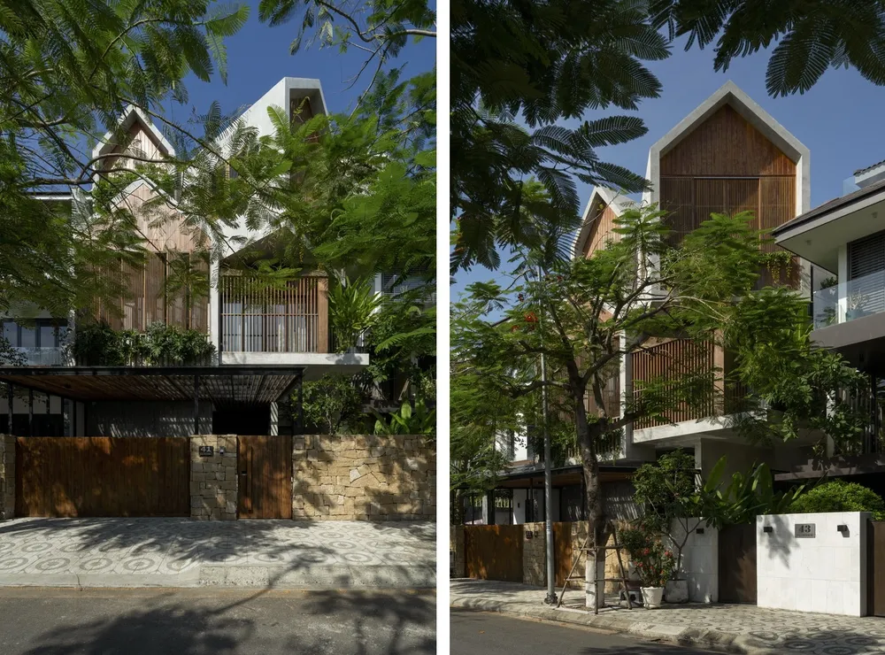 Ngôi nhà phố ba tầng có diện tích xây dựng 250 m², là tổ ấm của đôi vợ chồng trẻ và hai con nhỏ.