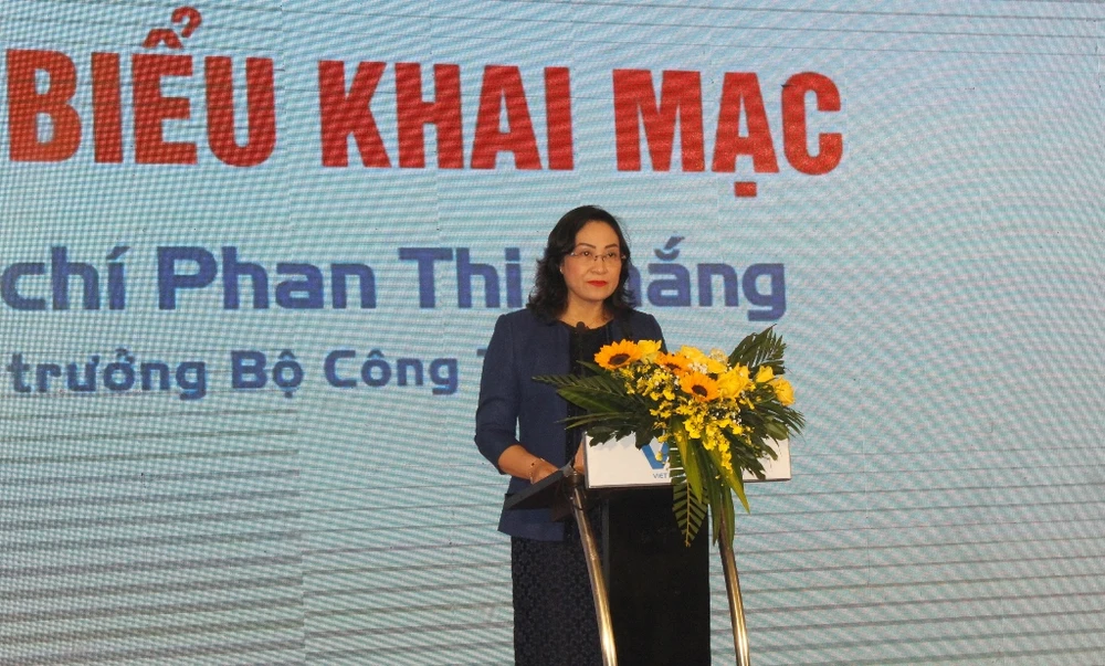 Bà Phan Thị Thắng tại Diễn đàn logistics Việt Nam năm 2023.