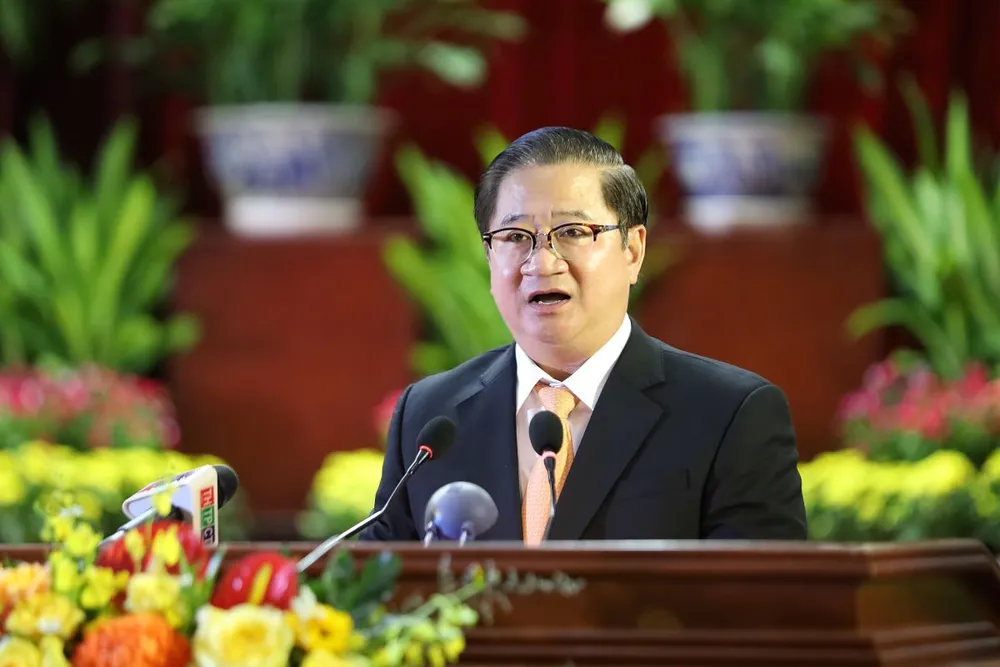 Chủ tịch UBND TP Cần Thơ Trần Việt Trường phát biểu tại buổi họp mặt. Ảnh: CTV Chủ tịch UBND TP Cần Thơ Trần Việt Trường